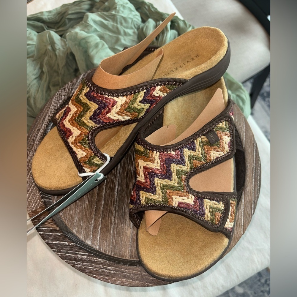 Revitalign Woven Slide Sandals 8 Orthotic Arch Support NWT